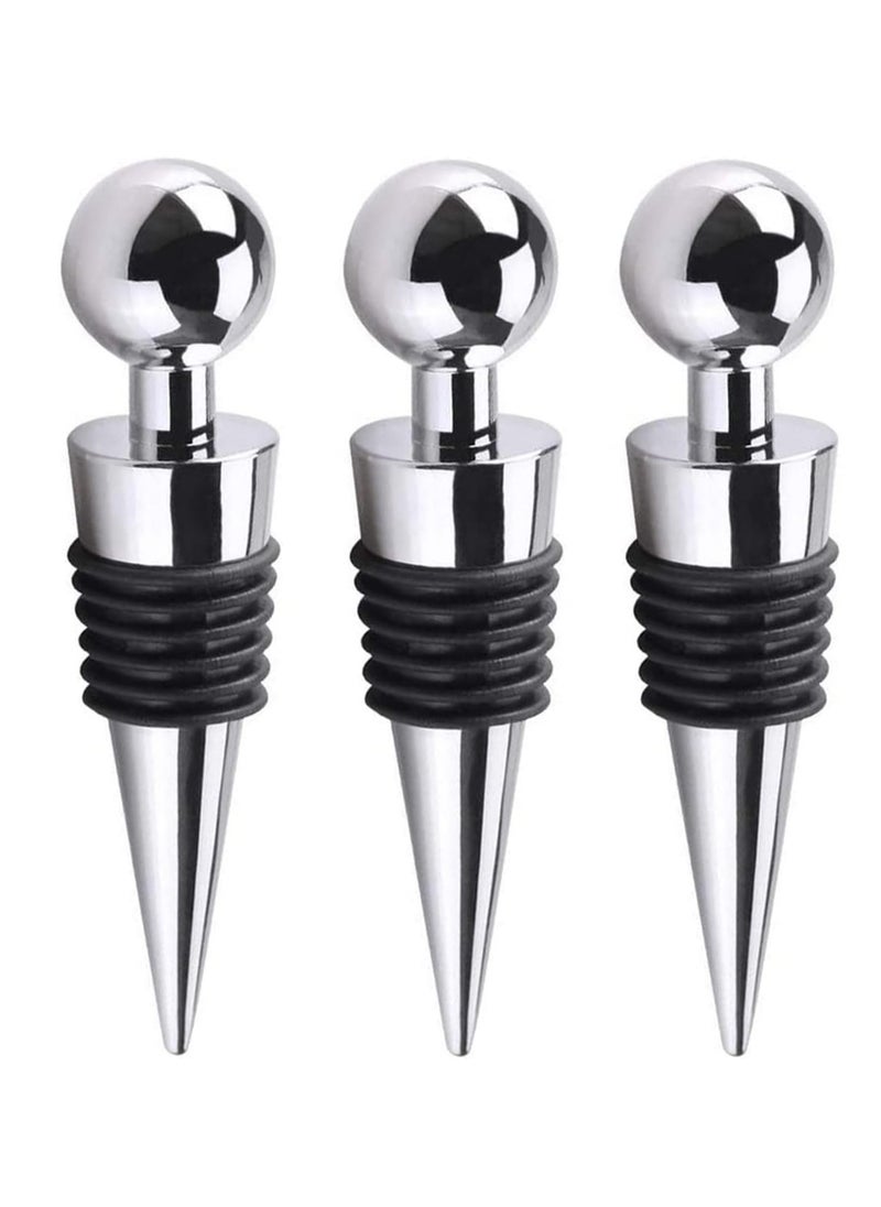 spa luxetique - Bottle Stopper, 3pcs Metal Leak Proof Wine Stoppers Reusable Wine Corks Bottle Stopper for Gifts Bar Holiday Party Wedding, 9cm*2.1cm - Image 1
