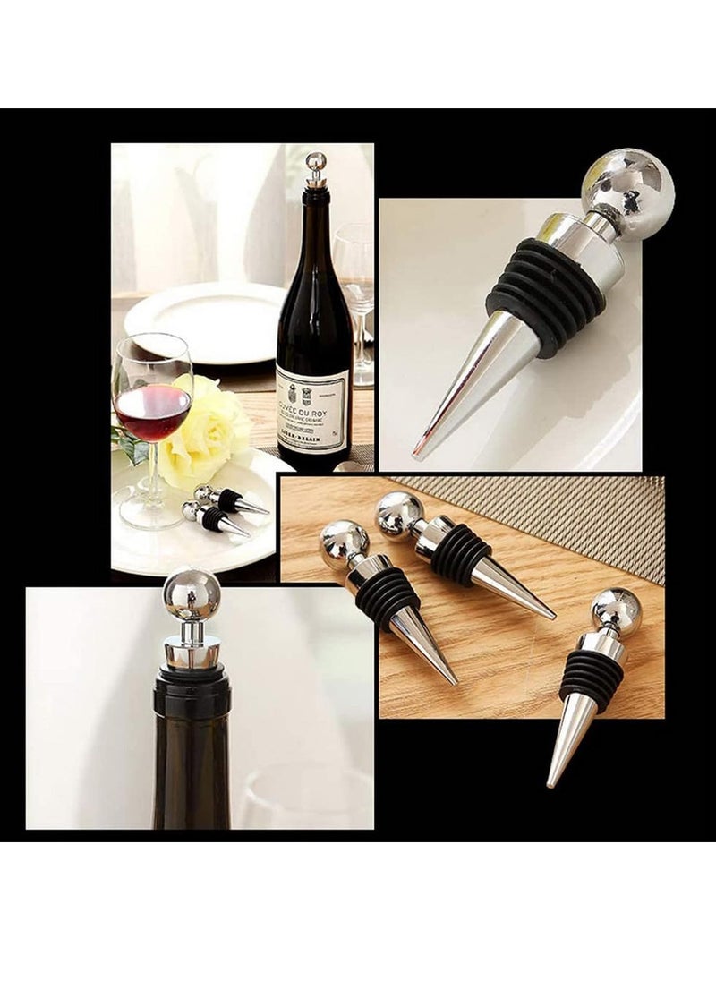 spa luxetique - Bottle Stopper, 3pcs Metal Leak Proof Wine Stoppers Reusable Wine Corks Bottle Stopper for Gifts Bar Holiday Party Wedding, 9cm*2.1cm - Image 1
