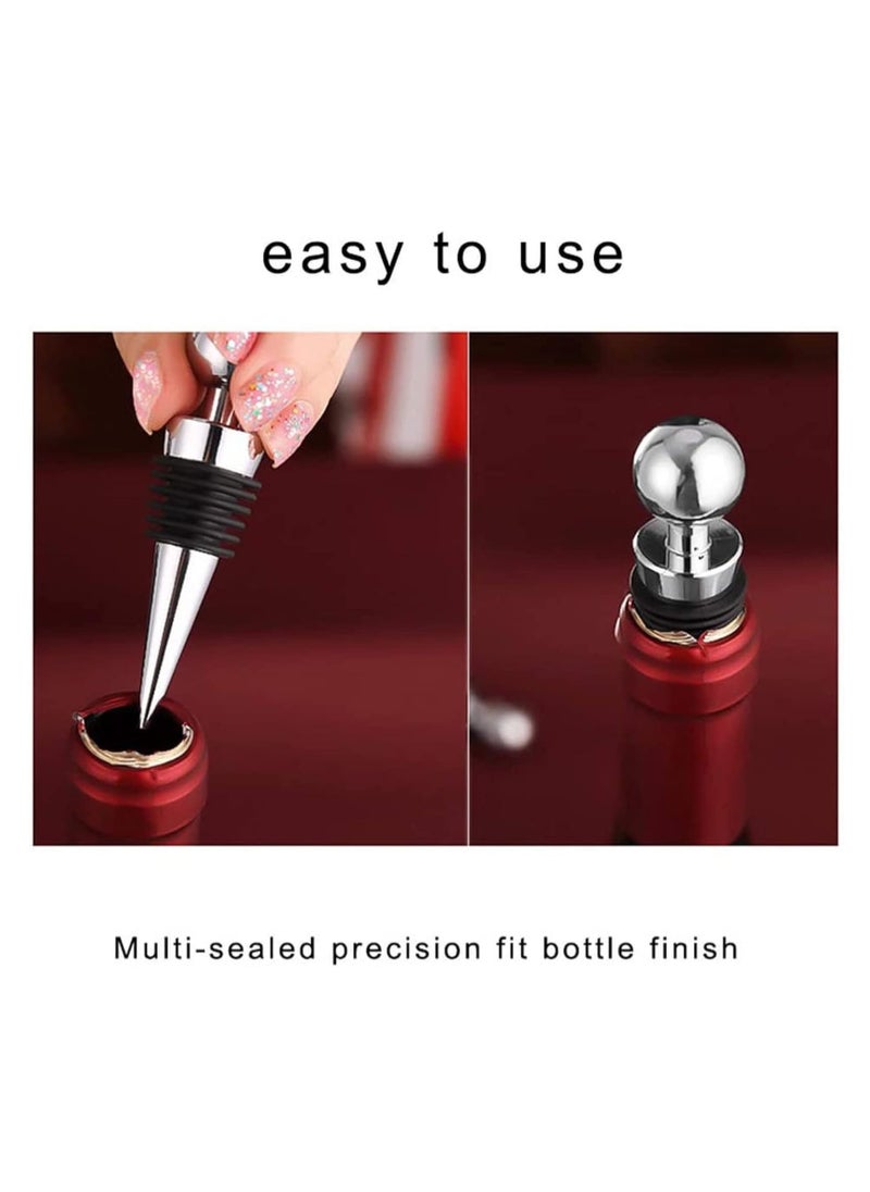 spa luxetique - Bottle Stopper, 3pcs Metal Leak Proof Wine Stoppers Reusable Wine Corks Bottle Stopper for Gifts Bar Holiday Party Wedding, 9cm*2.1cm - Image 1