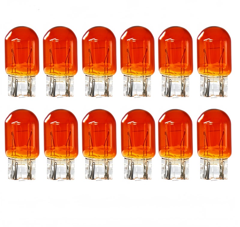 Kadiby 7443NA 7443A Bulb,7444NA T20 Auto Brake Light Bulbs/Tail/Turn Signal 7443 Amber Yellow Orange WY21/5W Long Life Lights fit for Silverado Dodge Dart Sierra Wrangler (12 pack bulk) - Image 1