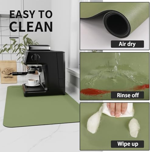 HotLive Coffee Mat - Absorbent Hide Stain Rubber Backed Dish Drying Mat for Kitchen Counter - Bar Mats for Countertops Accessories Fit Under Coffee Maker Espresso Machine - Image 4