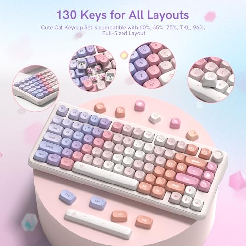 Keymatic PBT Keyboard Keycaps 126 Keys MOA Profile Cute Keycap Custom 60 65 75 100 Percent for Cherry MX, Outemu, Gateron Mechanical Keyboards(Only Keycap Set) - Image 2