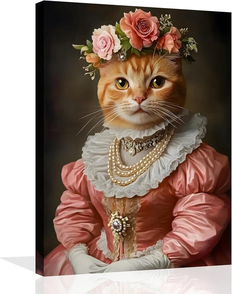 OWNANRTHM Gothic Cat Canvas Wall Art - Image 1