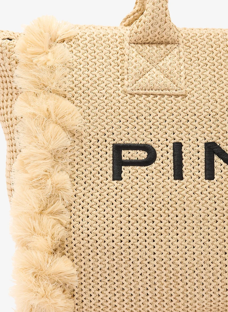 Pinko  Medium Beach tote in raffia and tassels for Women | Best Price UAE