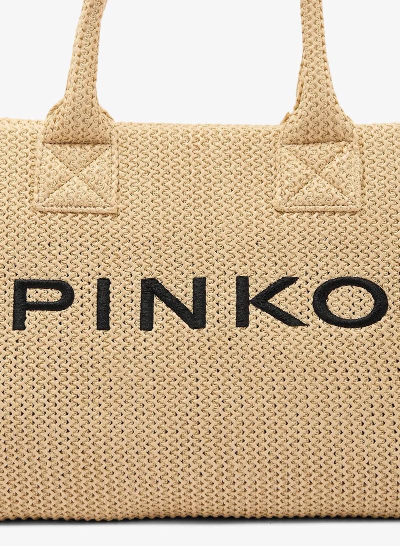 Pinko  Medium Beach tote in raffia and tassels for Women | Best Price UAE