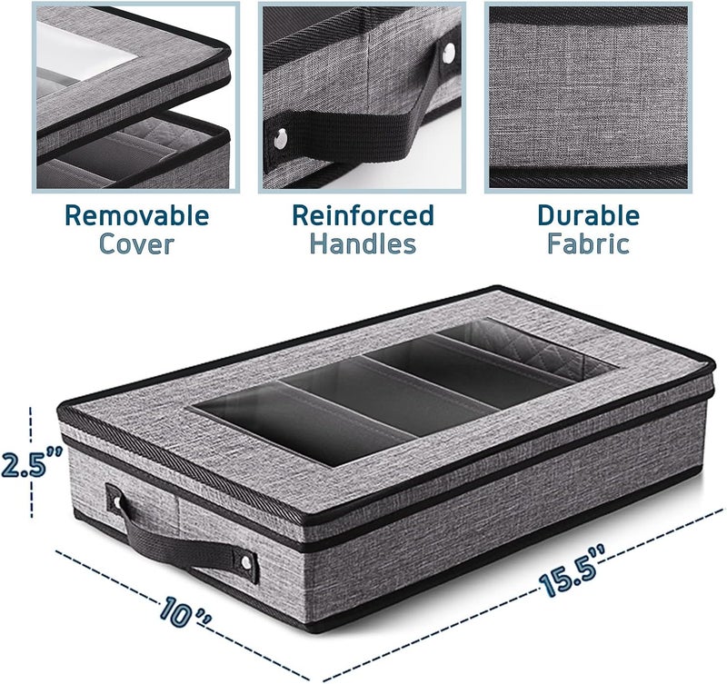 STORAGEBUD Flatware & Utensil Storage, Durable Silverware Storage Box with Padded Dividers, 5 Compartment Flatware Storage Case, Silverware Case with Handles and Removable Lid - Protects and Organizes Cutlery - Image 2