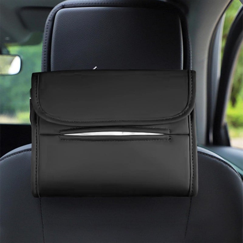 Car Tissue Box Holder | Car Napkin Holder | PU Leather Tissue Box, Facial Tissue Holder for Auto Headrest, Car Tissue Dispenser Standard Tissue Box Zalhin - Image 2