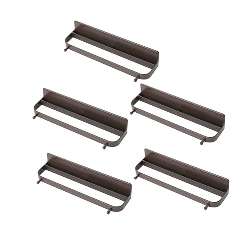 Garneck 5pcs Wall Mounted Shoe Rack Creative Punch Shelf Organizer for Bathroom Storage Easy Installation Self Adhesive Hooks Slipper Holder Coffee Gold - Image 2
