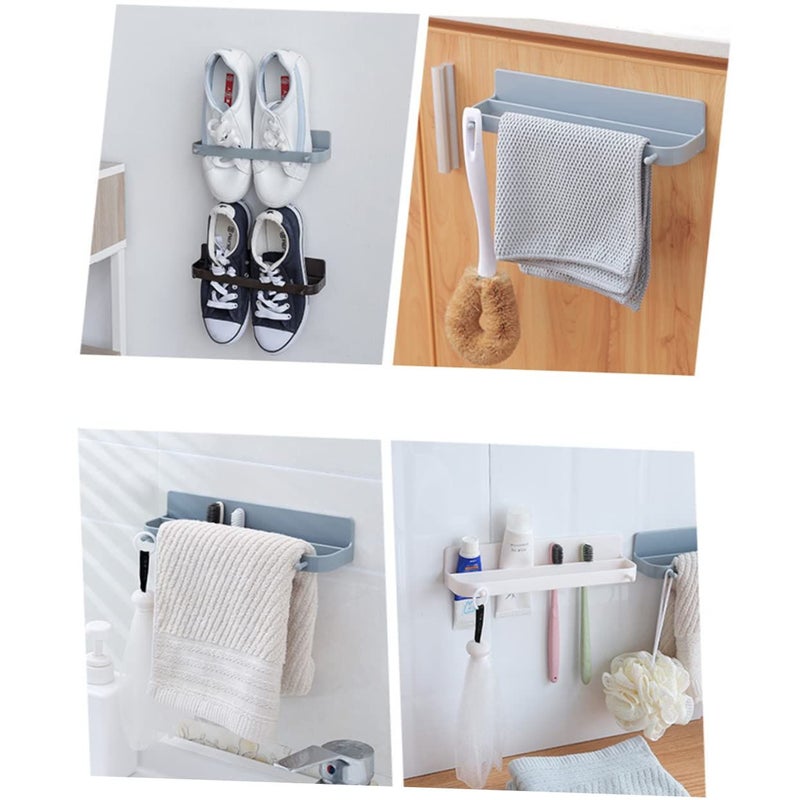 Garneck 5pcs Wall Mounted Shoe Rack Creative Punch Shelf Organizer for Bathroom Storage Easy Installation Self Adhesive Hooks Slipper Holder Coffee Gold - Image 4
