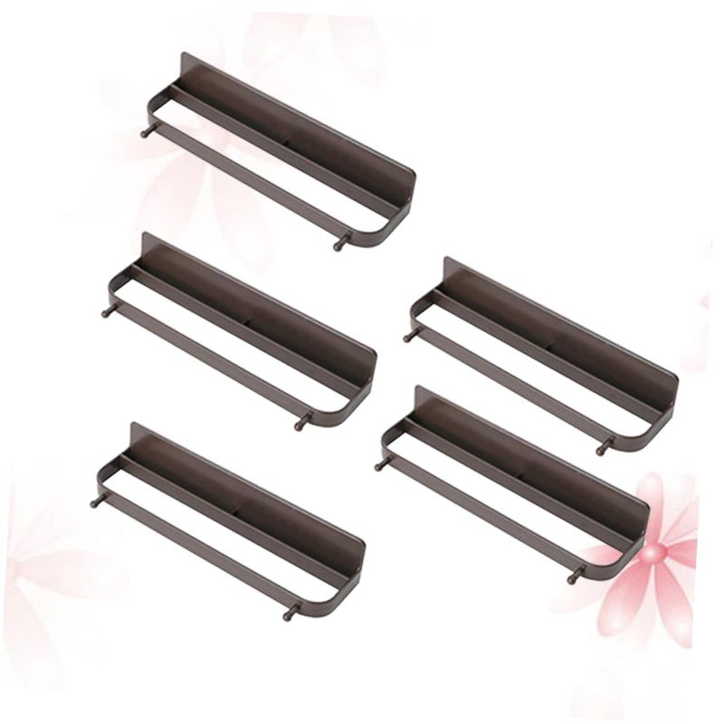 Garneck 5pcs Wall Mounted Shoe Rack Creative Punch Shelf Organizer for Bathroom Storage Easy Installation Self Adhesive Hooks Slipper Holder Coffee Gold - Image 5