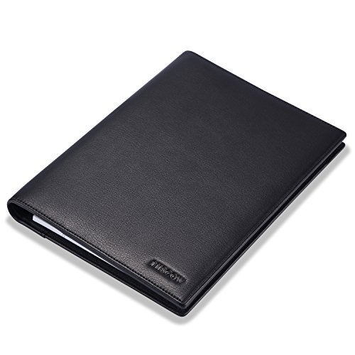 HISCOW Leather Junior Padfolio for Men & Women with Pen Loop, Italian Calfskin, Business Portfolio Notebook Folder (Classic Black) - Image 2