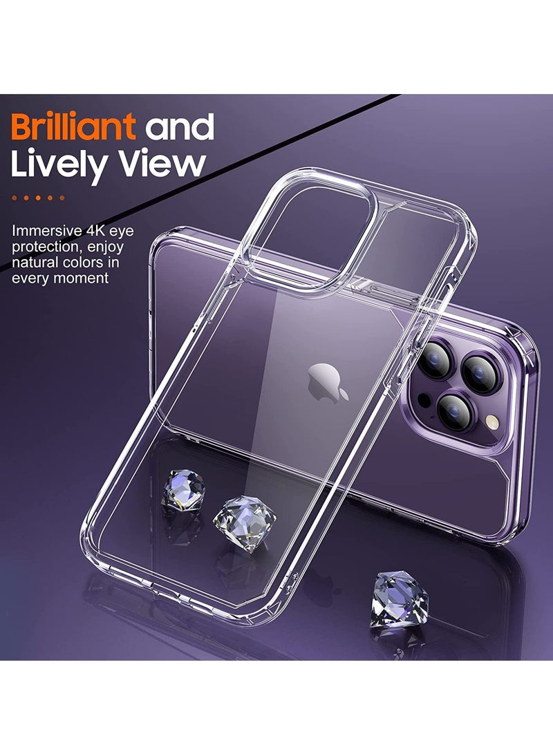 ELTRAZONE Designed for iPhone 14 Pro Max Case with 2 Pack Tempered Glass Screen Protector +2pcs Camera Lens Protector, [Military Grade Protection] Shockproof, Slim Thin, Anti-Scratch Kit-Clear - Image 4