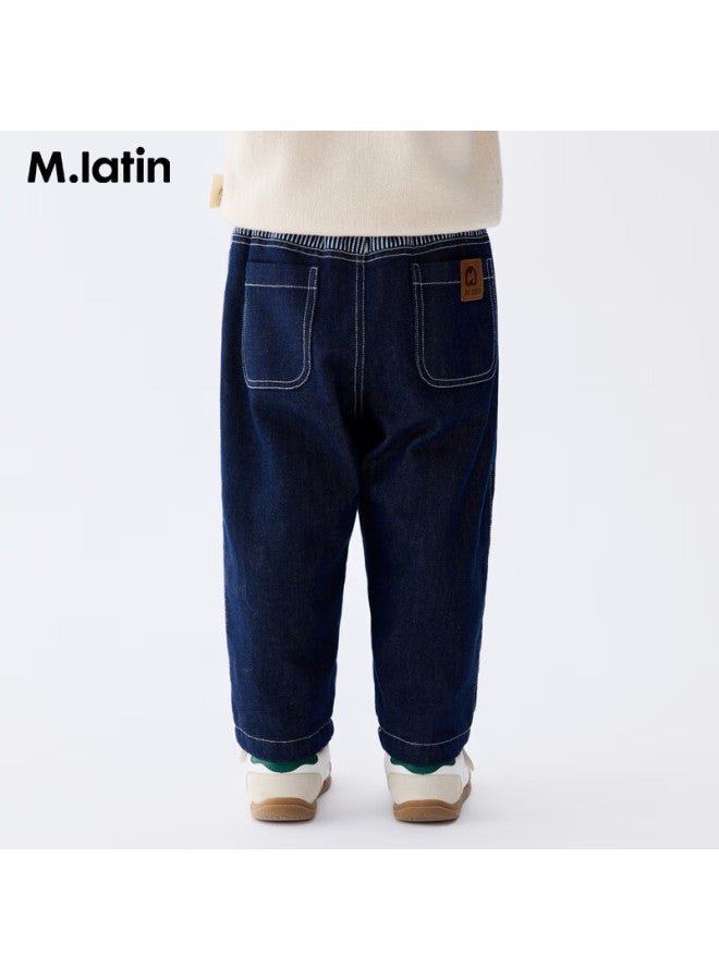 M.latin Children's Pants 25 Winter New Boys Big Kids Patchwork Design Fun Embroidered Denim Trousers - Image 1
