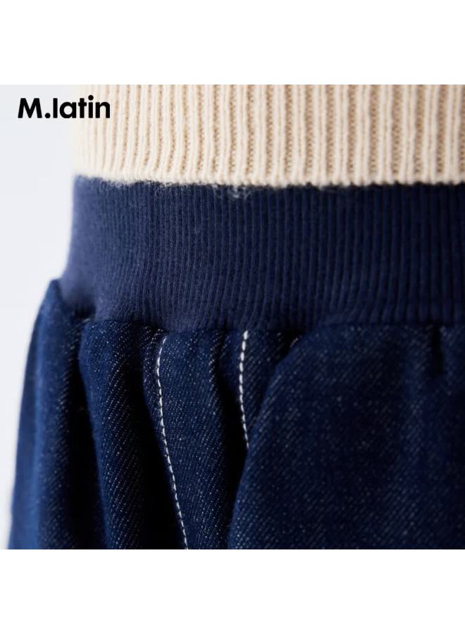 M.latin Children's Pants 25 Winter New Boys Big Kids Patchwork Design Fun Embroidered Denim Trousers - Image 2