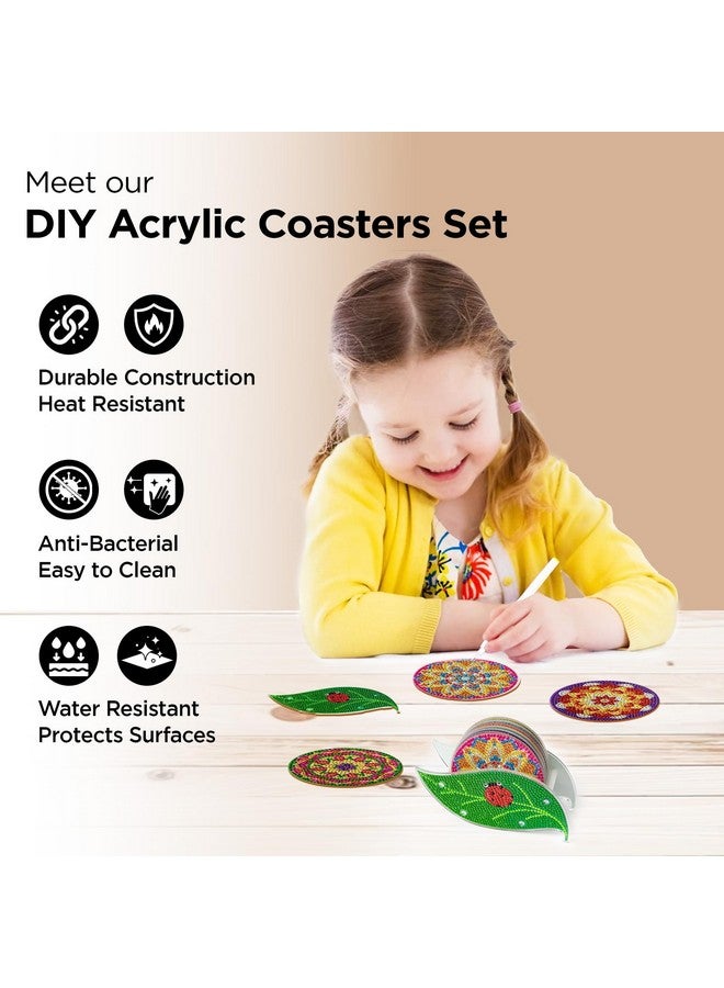 Urbane Home Urbane Home Set of 6 Acrylic Beads Round Coasters Set for Hot Pots - Water Absorbent Tea Cup & Water Glass Cover Top Lid | Dining Table Decor Accessories | Multicolor-C32026  - Image 3