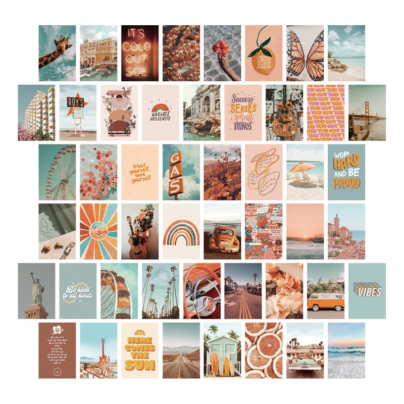 PROCIDA Wall Collage Kit for Teen Girls Cute Aesthetic Room Decor Boho Pictures Posters Aesthetic Wall Decor for Teen Girls Room 50 Set 4x6 Inch
