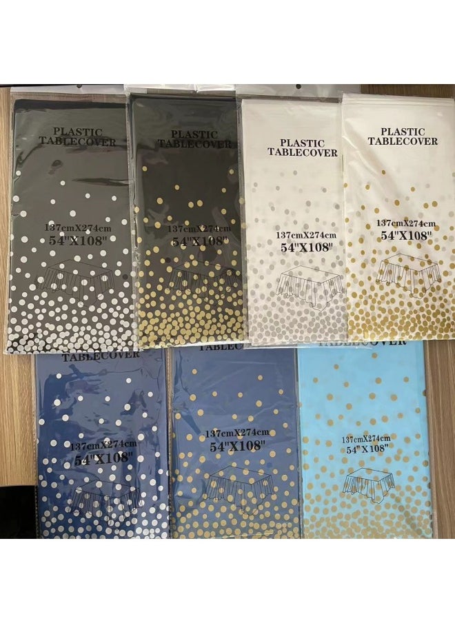 Generic - Y Cross-border In Stock PEVA Tablecloth Disposable Golden Dot Tablecloth Tablecloth Holiday Party Factory Wholesale Supply-Color:Gold Dot On White Base-Specifications:137*274cm - Image 1