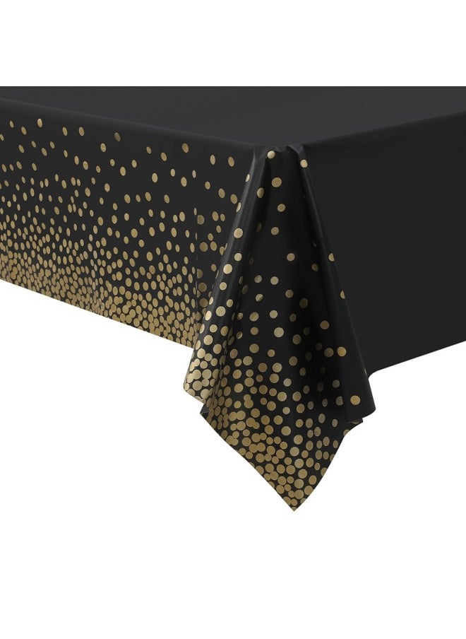 Generic - Y Cross-border In Stock PEVA Tablecloth Disposable Golden Dot Tablecloth Tablecloth Holiday Party Factory Wholesale Supply-Color:Gold Dot On White Base-Specifications:137*274cm - Image 1