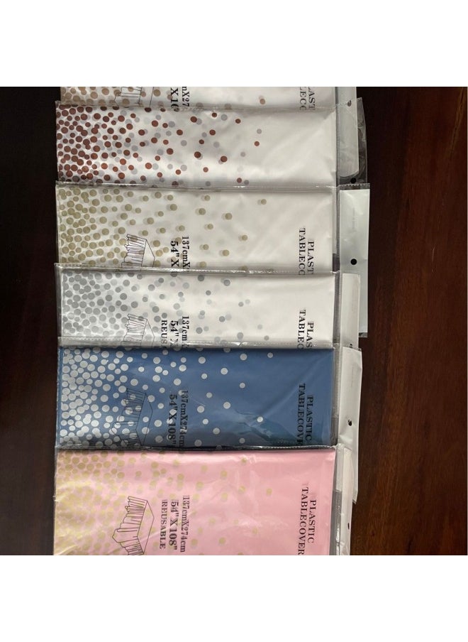 Generic - Y Cross-border In Stock PEVA Tablecloth Disposable Golden Dot Tablecloth Tablecloth Holiday Party Factory Wholesale Supply-Color:Gold Dot On White Base-Specifications:137*274cm - Image 1