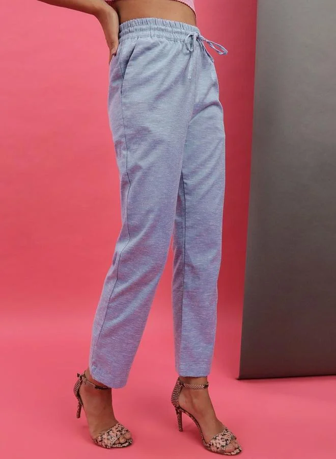 Freehand Freehand Women Blue Regular Fit Pants with Drawstriing