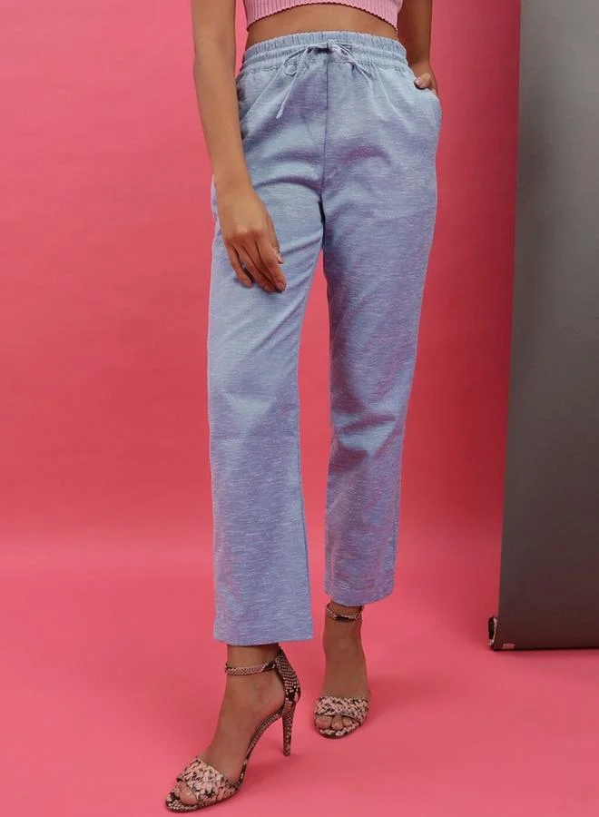 Freehand Freehand Women Blue Regular Fit Pants with Drawstriing