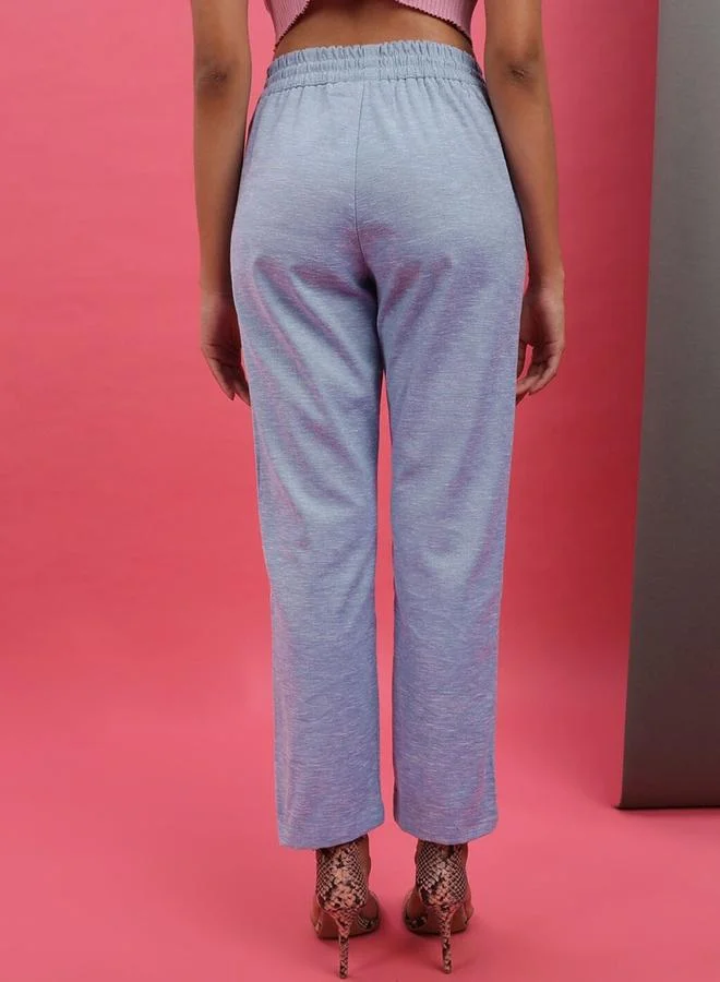 Freehand Freehand Women Blue Regular Fit Pants with Drawstriing