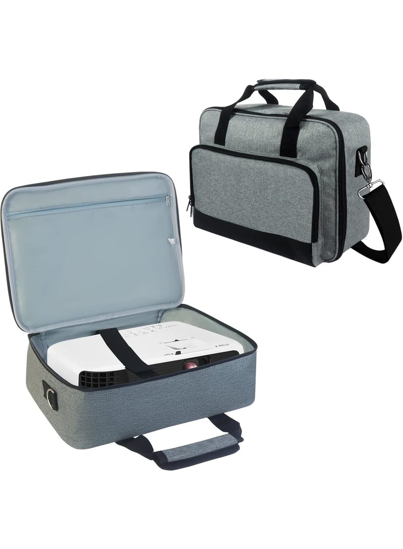 SYOSI Projector Carrying Case with Adjustable Shoulder Straps – Portable Projector Bag with Storage Pockets for Accessories, Compatible with Epson, BenQ, ViewSonic & Most Mini Projectors (Grey) - Image 1
