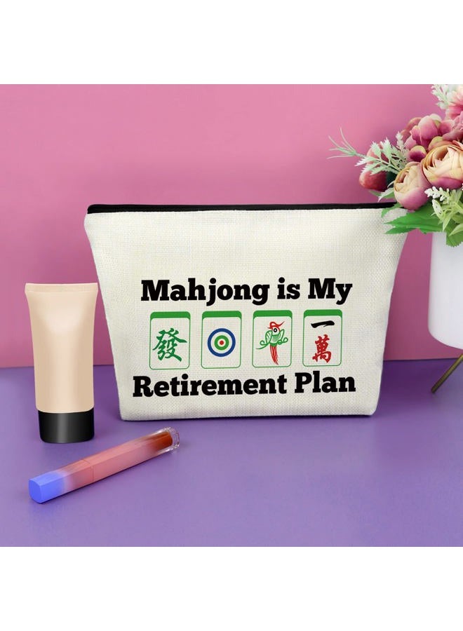 Sazuwu Mahjong Lover Gift Retirement Gifts for Her Makeup Bag Mahjong Gifts for Women Mahjong Player Gifts Cosmetic Bag Birthday Christmas Gifts for Mom Grandma Aunt Cosmetic Travel Pouch - Image 2
