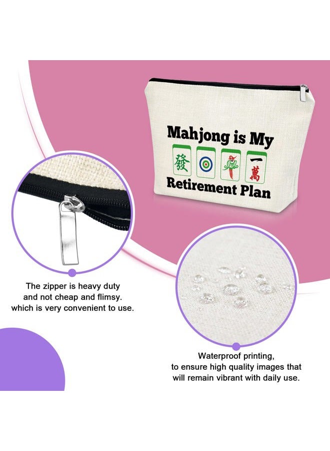 Sazuwu Mahjong Lover Gift Retirement Gifts for Her Makeup Bag Mahjong Gifts for Women Mahjong Player Gifts Cosmetic Bag Birthday Christmas Gifts for Mom Grandma Aunt Cosmetic Travel Pouch - Image 3