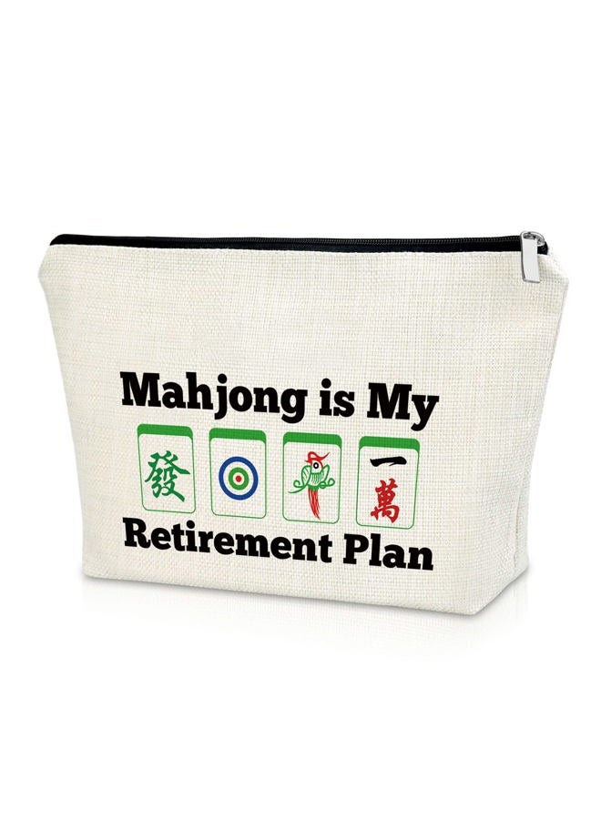 Sazuwu Mahjong Lover Gift Retirement Gifts for Her Makeup Bag Mahjong Gifts for Women Mahjong Player Gifts Cosmetic Bag Birthday Christmas Gifts for Mom Grandma Aunt Cosmetic Travel Pouch - Image 1