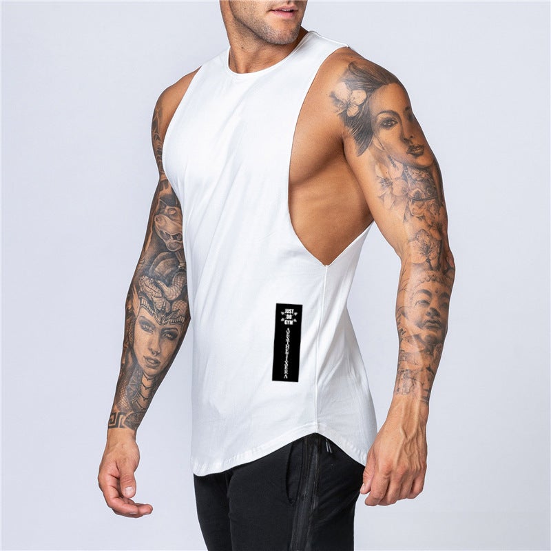 New Summer Loose Tank Top Men Cotton Sleeveless Printed Gym Vest Black  - Image 3