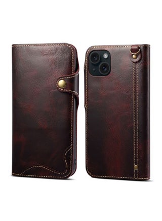 Case Cover For iPhone 15 Denior Oil Wax Cowhide Magnetic Button Genuine Leather Case Dark Red - pzsku/Z3ADCE9FF741E13CD8716Z/45/_/1712530553/f72d2d85-0eea-4922-a598-8c1e4e1da267