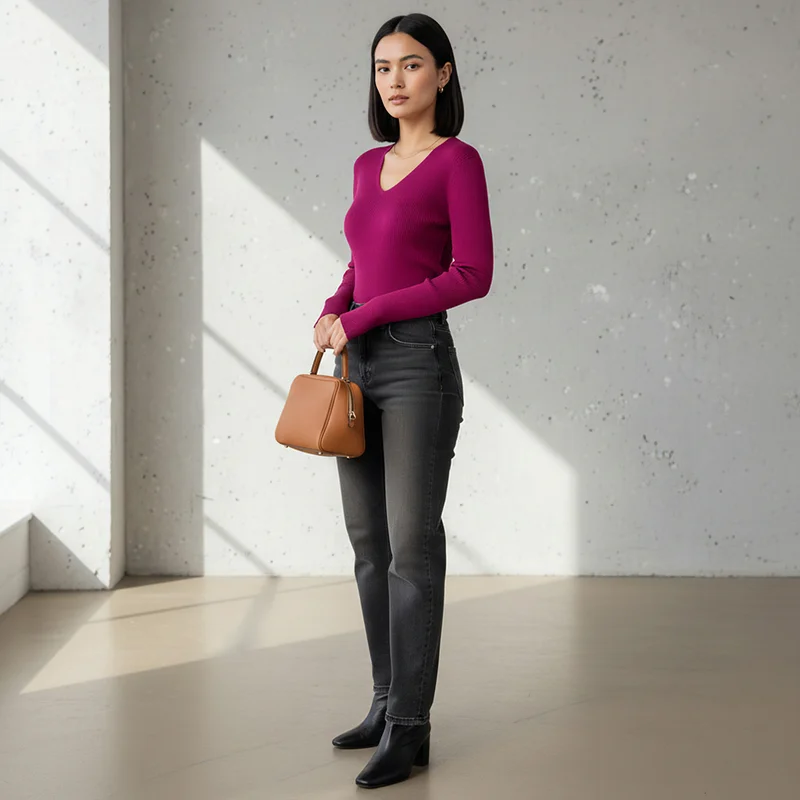 2Xtremz 2Xtremz Regular Fit Ribbed V-neck Tricot Sweater