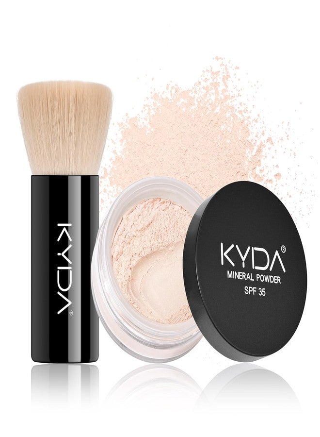 KYDA Mineral Loose Setting Powder, SPF 35, Translucent Loose Mineral Powder with Brush, Sheer Glow Finish, Weightless Oil Free Setting Makeup, Veil Translucent, 0.28 oz - Image 1