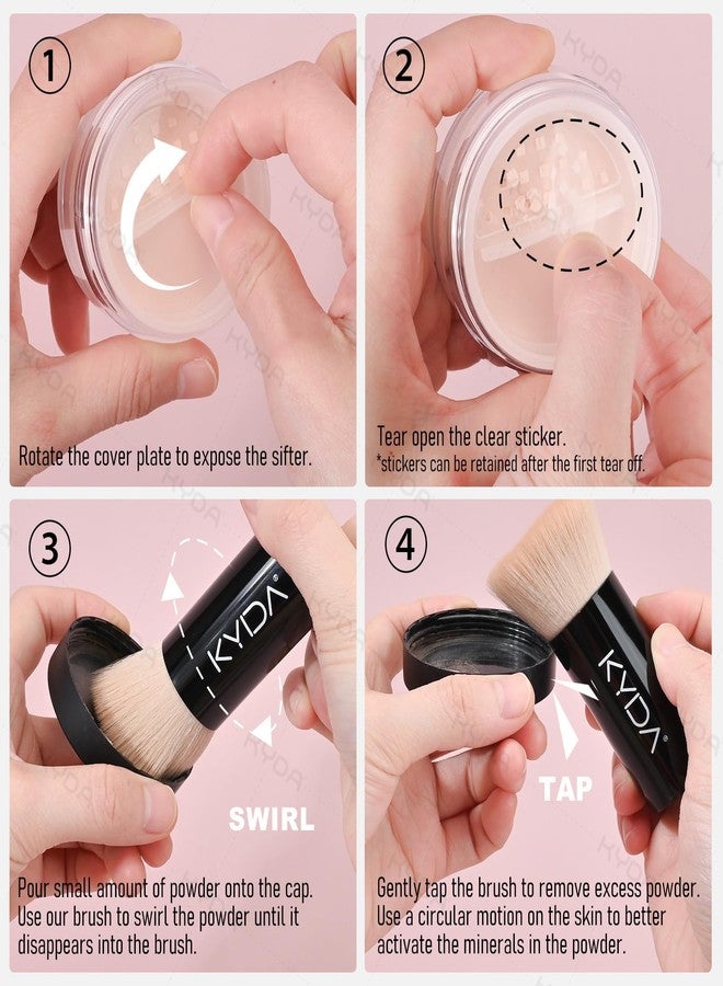 KYDA Mineral Loose Setting Powder, SPF 35, Translucent Loose Mineral Powder with Brush, Sheer Glow Finish, Weightless Oil Free Setting Makeup, Veil Translucent, 0.28 oz - Image 2