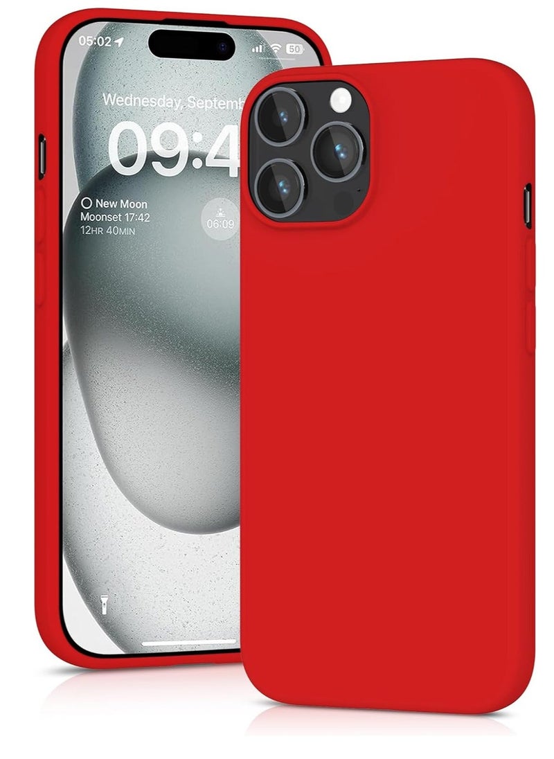 Raxoom ELTRAZONE Red Silicone Case for iPhone 15 Pro Max – Soft-Touch, Shockproof, Dustproof, Antiskid Full Body Armour - Image 1
