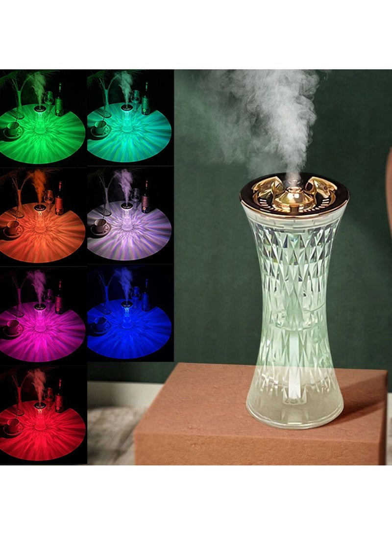 DubaiGallery Rechargeable Air Humidifier Crystal Lamp 6 Colors Touch Diamond Rose Lamp Aromatherapy Humidifiers Diffusers Romantic Humificador  - Image 4