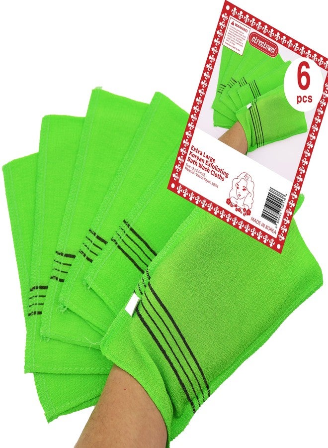 etreetowel Extra Large Size 9.9" x 5.5" (6 PCs) Korean Asian Exfoliating Bath Washcloths Mitt Scrub for Body washcloth Glove Viscose Rayon Towel for Soft Skin Korea Made - Image 1