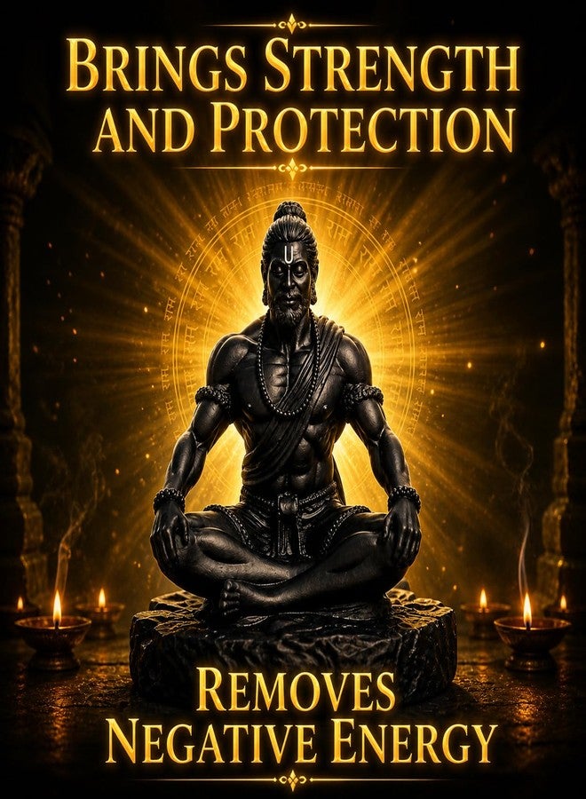 CHULO Black Matte Finish Lord Hanuman Idol for Car Dashboard, Home & Office Desk | Hanuman Ji Murti for Positivity, Strength, Good Luck & Prosperity - 10x8x10 cm | Hindu Spiritual Gift Showpiece - Image 4