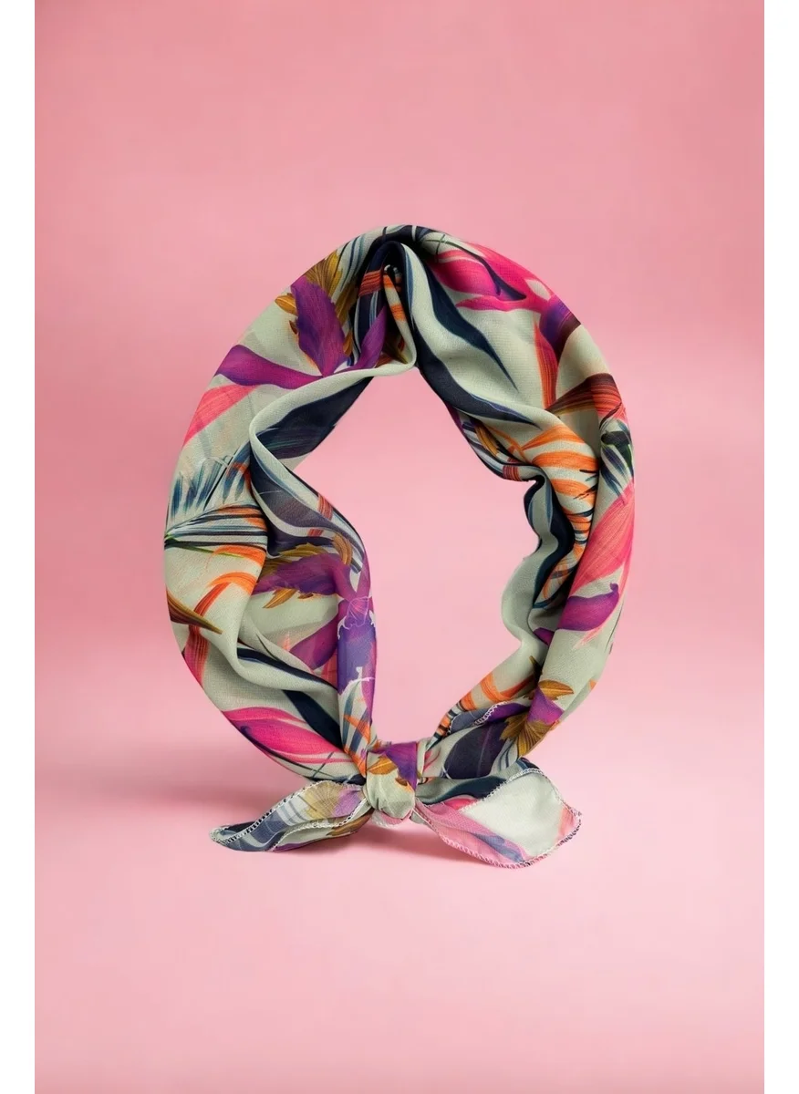 بيستور Purple Leaf Patterned Colorful Bandana Scarf New Season Hair Accessory
