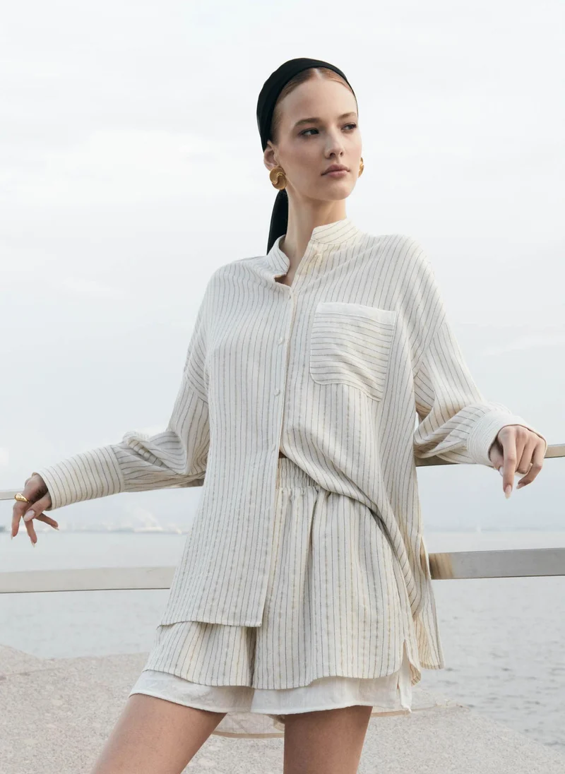 Lichi Striped loose shirt