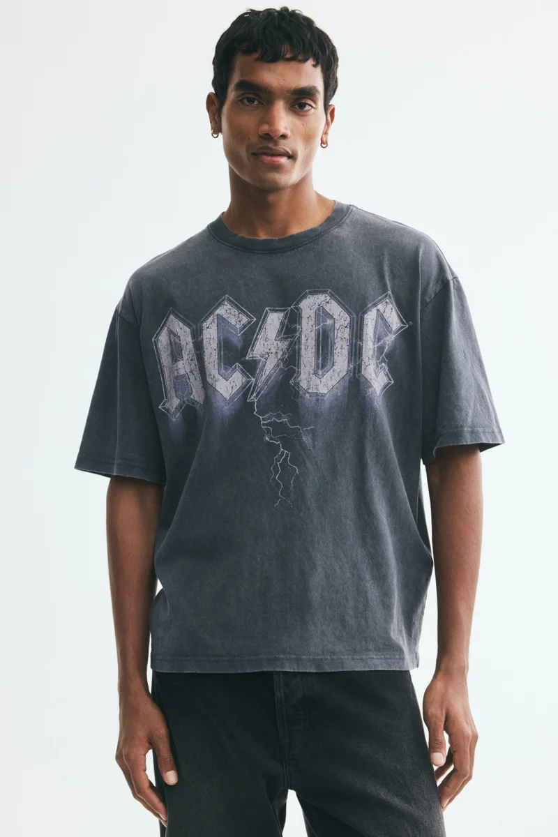 H&M Relaxed Fit Printed Cotton T-shirt