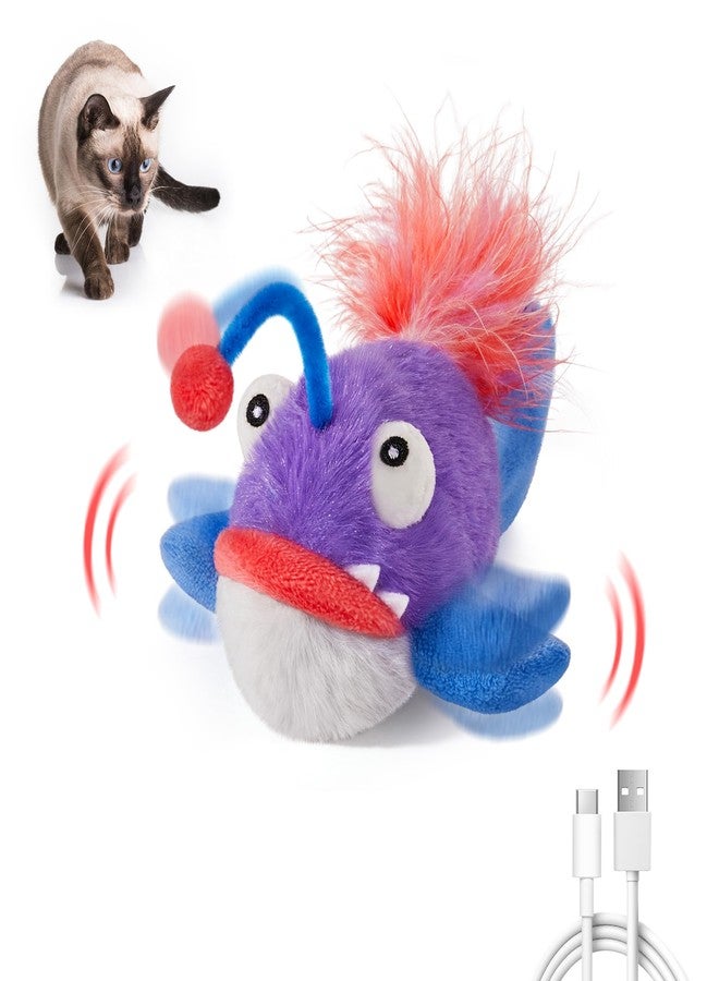Potaroma Cat Toys Flapping Fish, Interactive Realistic Anglerfish Toy Stuffed with Catnip and Crinkle Paper Hangable Design for Bored Indoor Kittens 5.5 Inches - Image 1