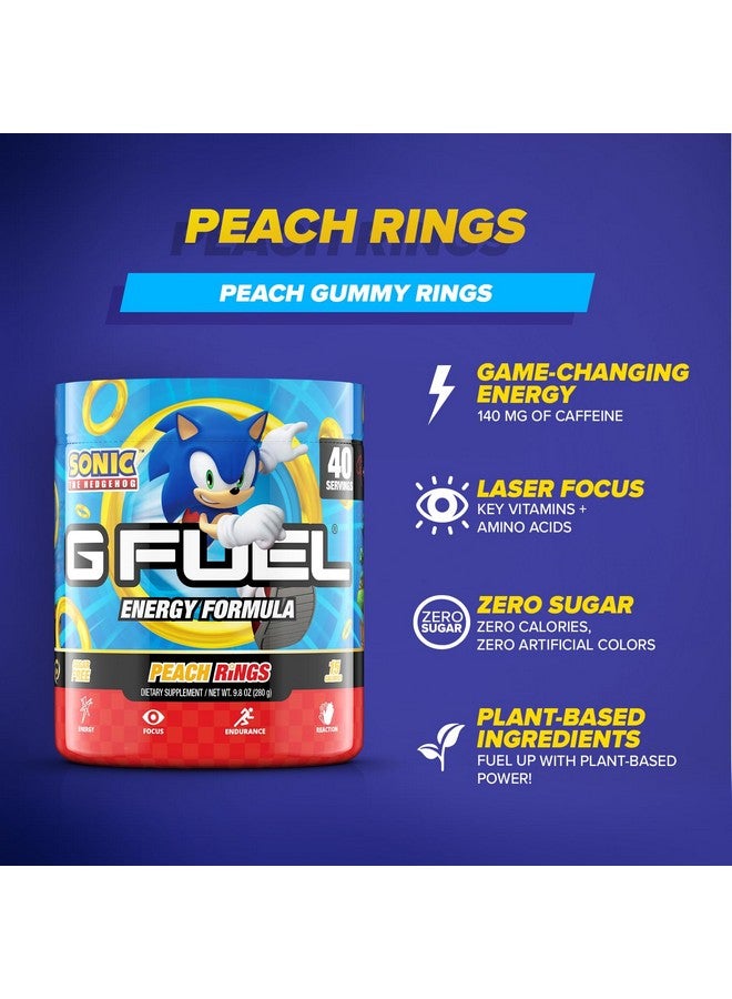 G Fuel Sonic Energy Powder, Sugar Free, Clean Caffeine Focus Supplement, Water Mix, Peach Ring Candy Flavor, Focus Amino, Vitamin + Antioxidants Blend - 9.8 Oz (40 Servings)  - Image 4