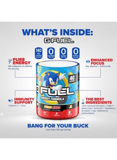 G Fuel Sonic Energy Powder, Sugar Free, Clean Caffeine Focus Supplement, Water Mix, Peach Ring Candy Flavor, Focus Amino, Vitamin + Antioxidants Blend - 9.8 Oz (40 Servings)  - Image 3