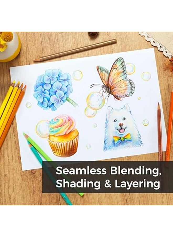 Ohuhu Professional Soft Coloring and Drawing Pencil Set for Adults and Kids, 72 Vibrant Colors, High-Quality Wooden Pencils for Shading and Blending with Relaxing Coloring Book, Ideal for Artists, Beginners, School, and Professional Art Drawing - Image 4