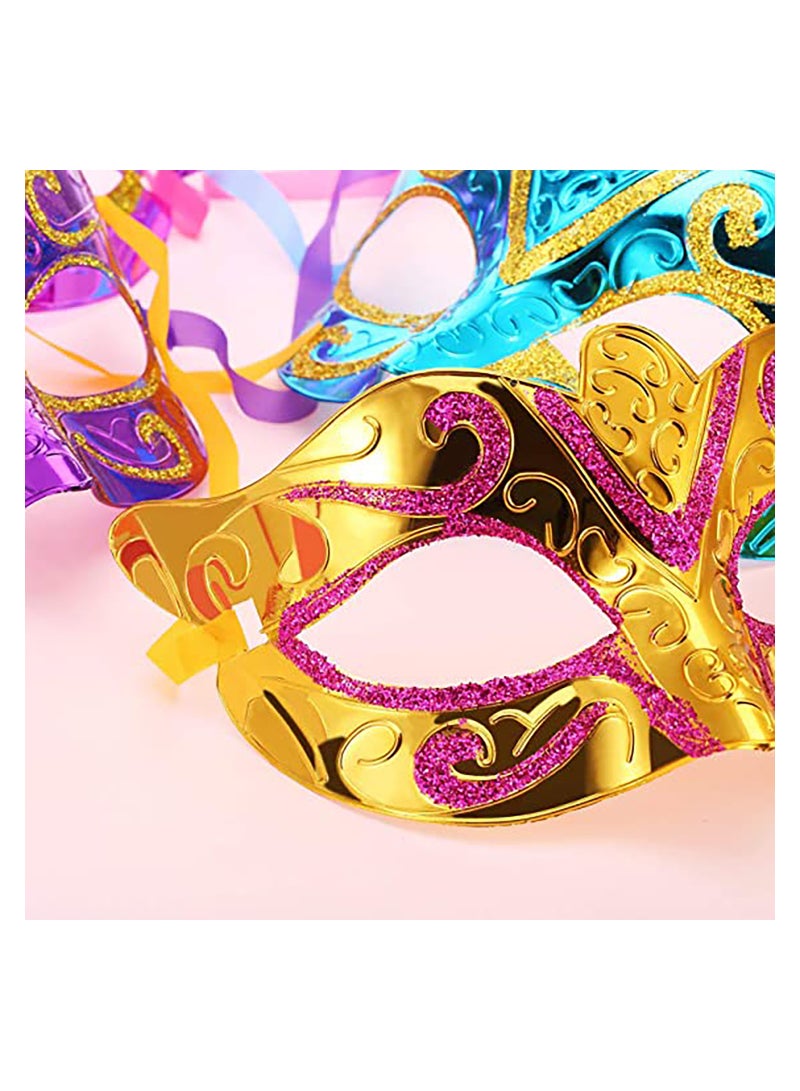 SYOSI 12 Pieces Mardi Gras Masks Shining Plated Gold Masquerade Mask Wedding Props Party Costume Accessory - Image 5