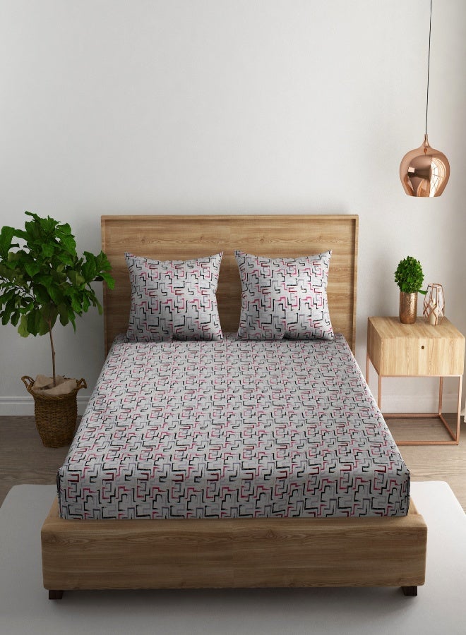 RISHAHOME 3-Piece 180 TC Printed Cotton Bedsheet Set Queen Size – Premium Collection with 2 pillow cases - Image 1