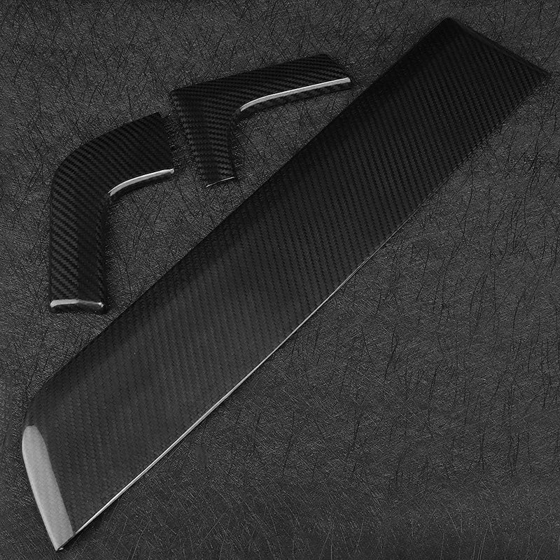 Carbon Fiber Center Control Panel Cover Frame, 3pcs Decorative Trim for 2017-2020 - Real Material, Glossy Finish, Interior Styling Upgrade - Image 2
