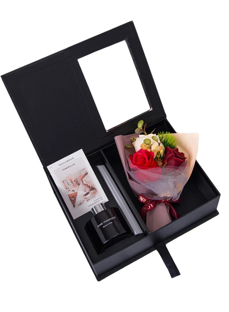 Gifts for Women for Birthday Women's Day Mother's Day,BOUQUET Gifts for Women,A Bottle Of Home Fragrance And Sticks Gift Set for Women With luxurious Box (Black) 